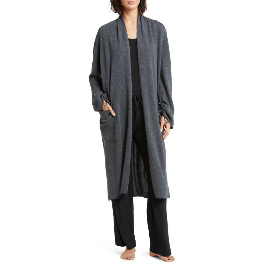 NORDSTROM Long Cashmere Cardigan dark gray Sz M